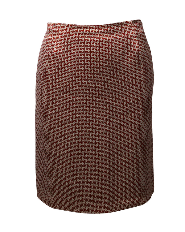 Women's Etro Geometric Print Knee Length Skirt in Multicolor Silk