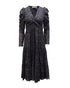Women's Ulla Johnson Miya Printed Dress with Twist Front Design in Navy Blue Viscose