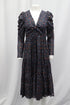 Women's Ulla Johnson Miya Printed Dress with Twist Front Design in Navy Blue Viscose