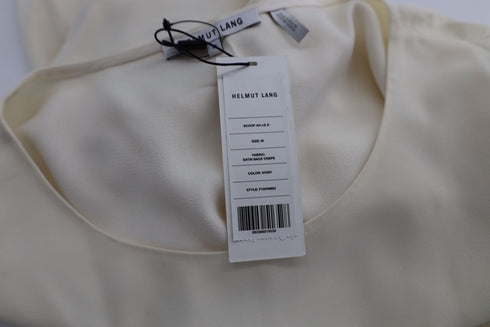 Women's Helmut Lang Long Sleeve Shift Dress in Ivory Viscose