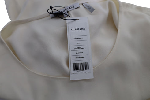 Women's Helmut Lang Long Sleeve Shift Dress in Ivory Viscose