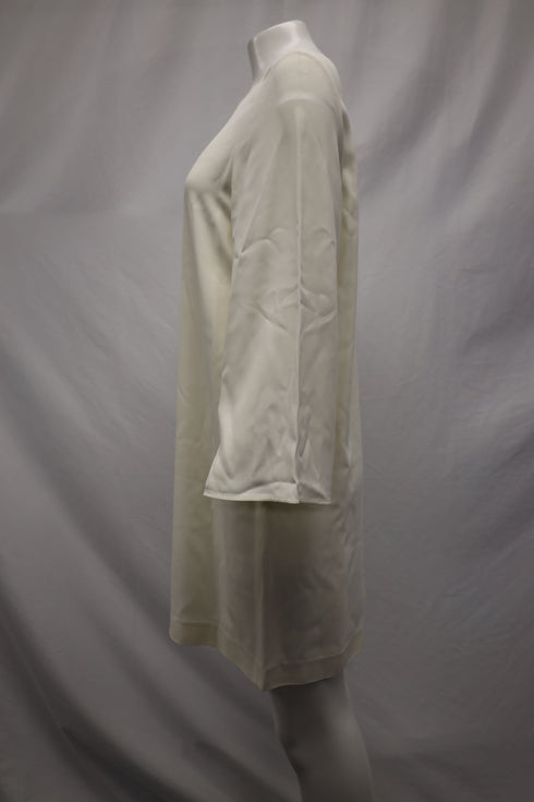 Women's Helmut Lang Long Sleeve Shift Dress in Ivory Viscose