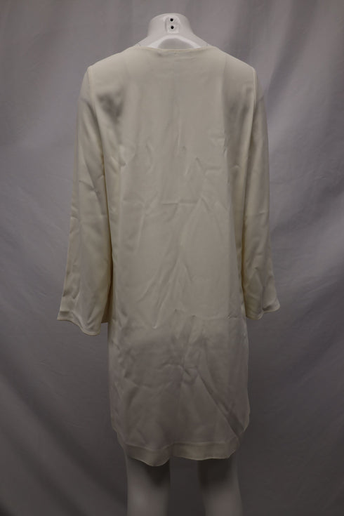 Women's Helmut Lang Long Sleeve Shift Dress in Ivory Viscose