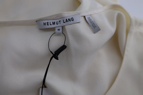 Women's Helmut Lang Long Sleeve Shift Dress in Ivory Viscose