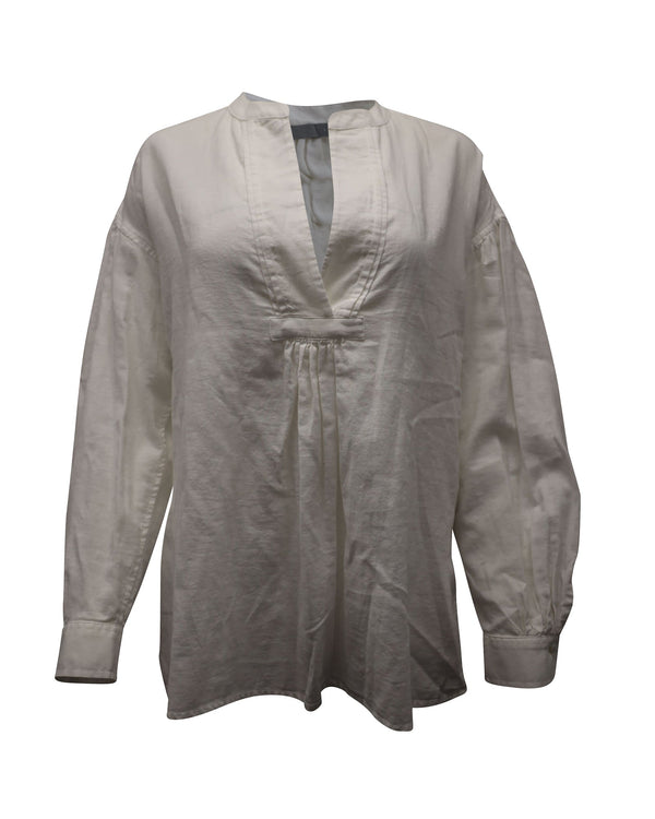 Women's Vince Long Sleeve Blouse in White Cotton