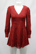 Women's Alice + Olivia Leopard Print Long Sleeve Dress in Red Viscose