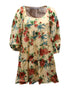 Women's Alice + Olivia Floral Puff Sleeve Dress in Beige Viscose