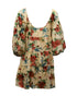 Women's Alice + Olivia Floral Puff Sleeve Dress in Beige Viscose