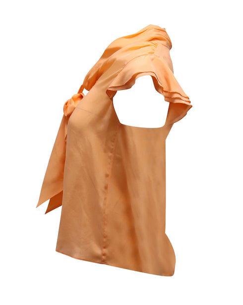 Women's Alice & Olivia Jeannie Neck Tie Blouse in Orange Silk