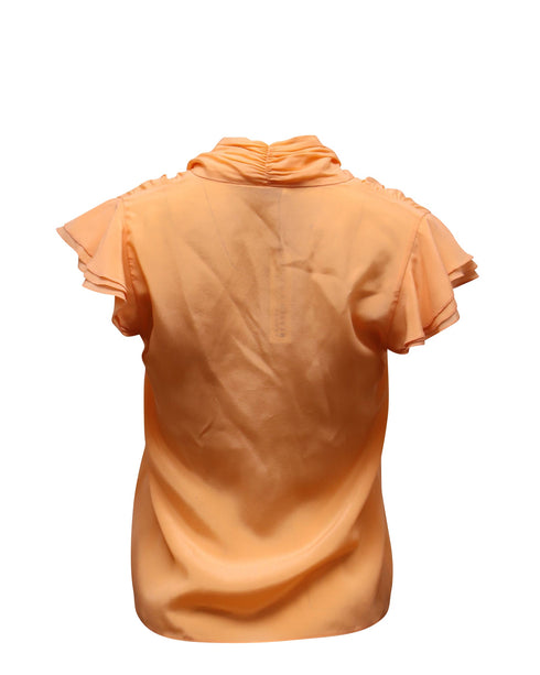 Women's Alice & Olivia Jeannie Neck Tie Blouse in Orange Silk