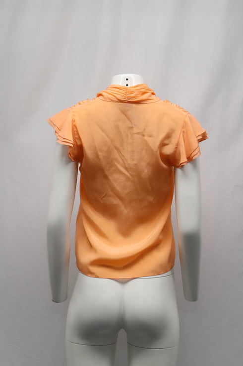 Women's Alice & Olivia Jeannie Neck Tie Blouse in Orange Silk