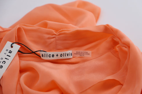 Women's Alice & Olivia Jeannie Neck Tie Blouse in Orange Silk