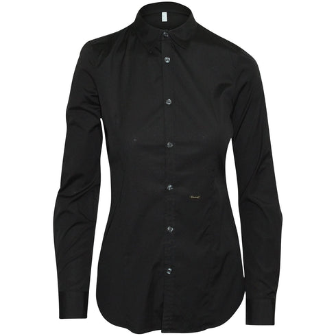 Women's Dsquared2 Long Sleeve Button Front Shirt in Black Cotton