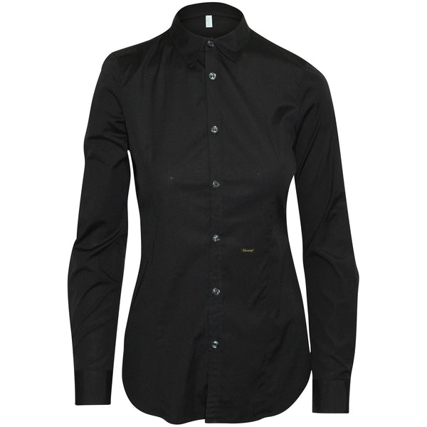 Women's Dsquared2 Long Sleeve Button Front Shirt in Black Cotton