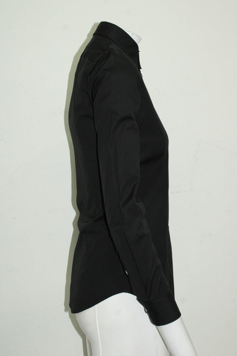 Women's Dsquared2 Long Sleeve Button Front Shirt in Black Cotton