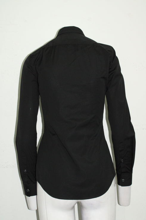 Women's Dsquared2 Long Sleeve Button Front Shirt in Black Cotton