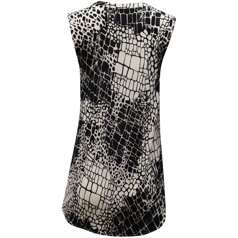 Women's Vince Croc Print Sleeveless Top in Black and White Viscose