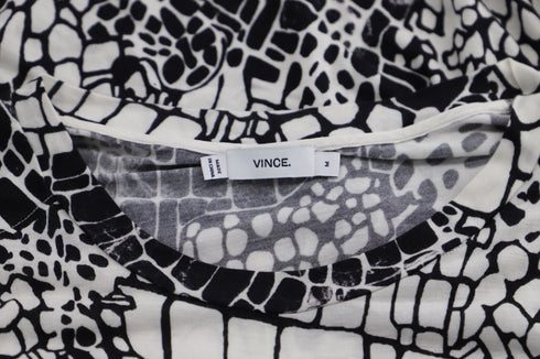 Women's Vince Croc Print Sleeveless Top in Black and White Viscose
