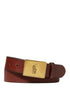 RALPH LAUREN Pony Plaque Leather Belt Brown