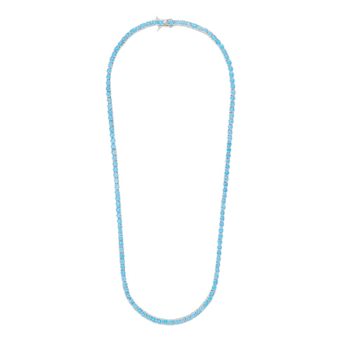Blue Diamonds Tennis Chain (Silver) - 4mm