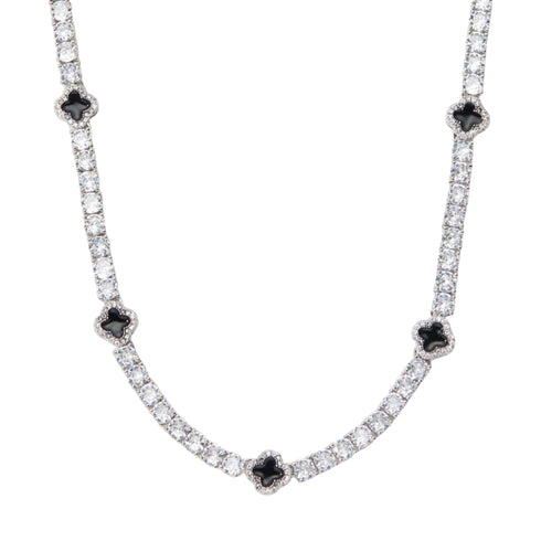 Black Clover Tennis Chain (Silver) - 4mm