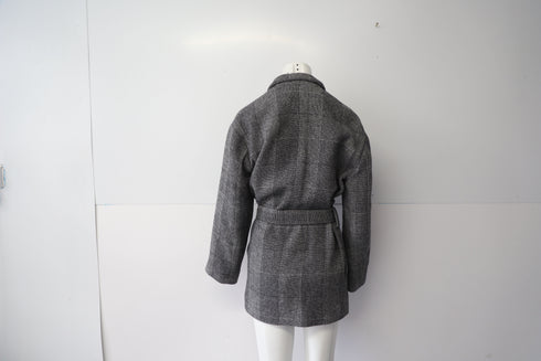 Women's Iro Coat with Shawl Collar in Grey Acrylic
