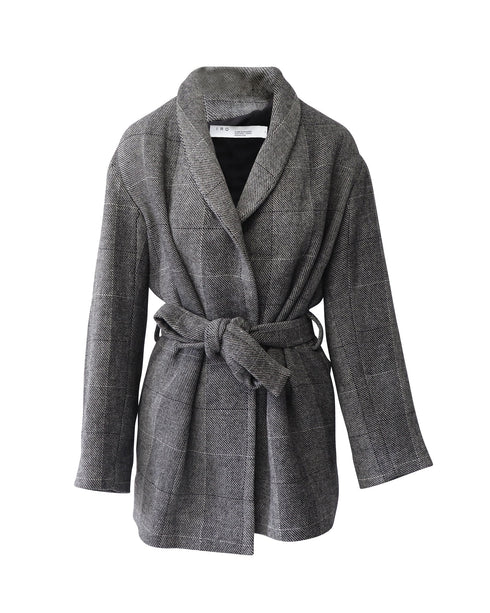 Women's Iro Coat with Shawl Collar in Grey Acrylic