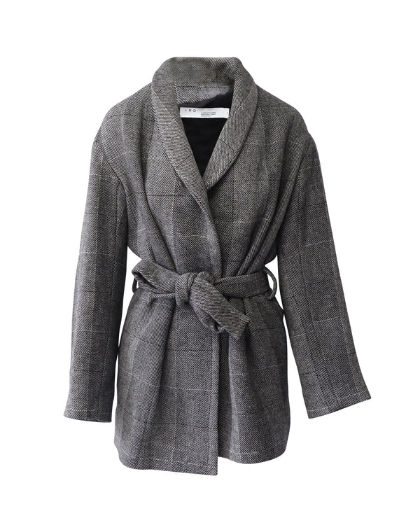 Women's Iro Coat with Shawl Collar in Grey Acrylic
