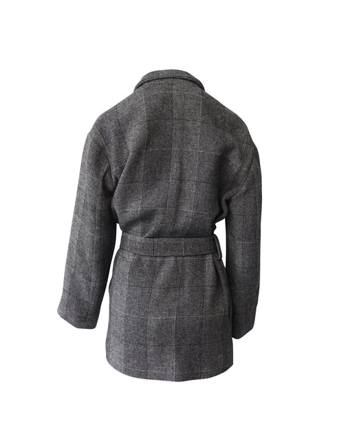Women's Iro Coat with Shawl Collar in Grey Acrylic