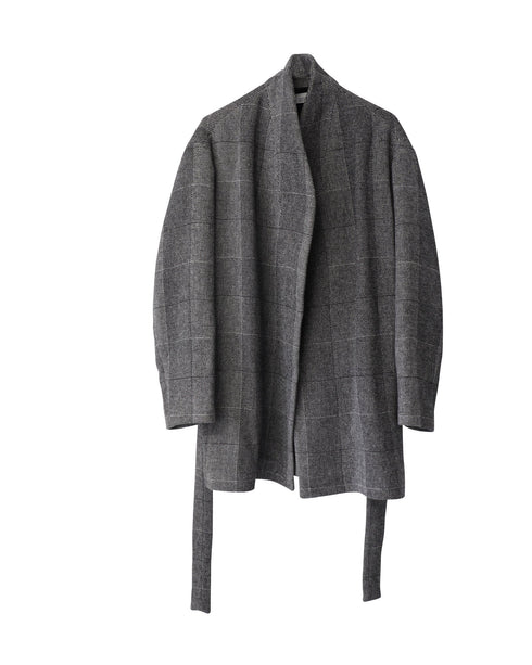 Women's Iro Coat with Shawl Collar in Grey Acrylic