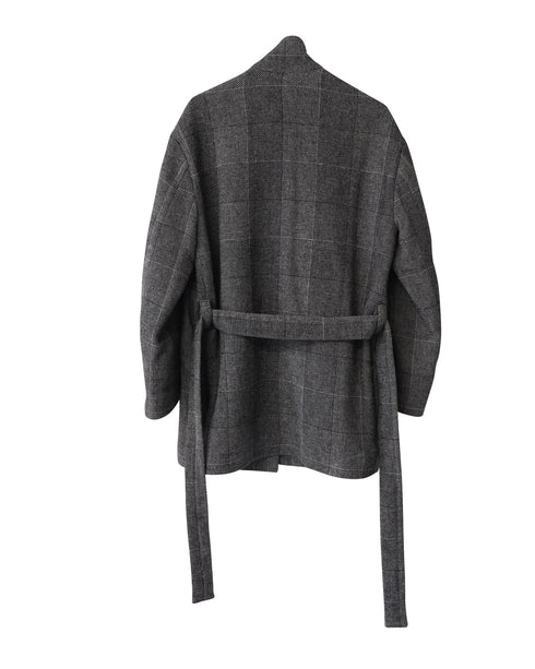 Women's Iro Coat with Shawl Collar in Grey Acrylic