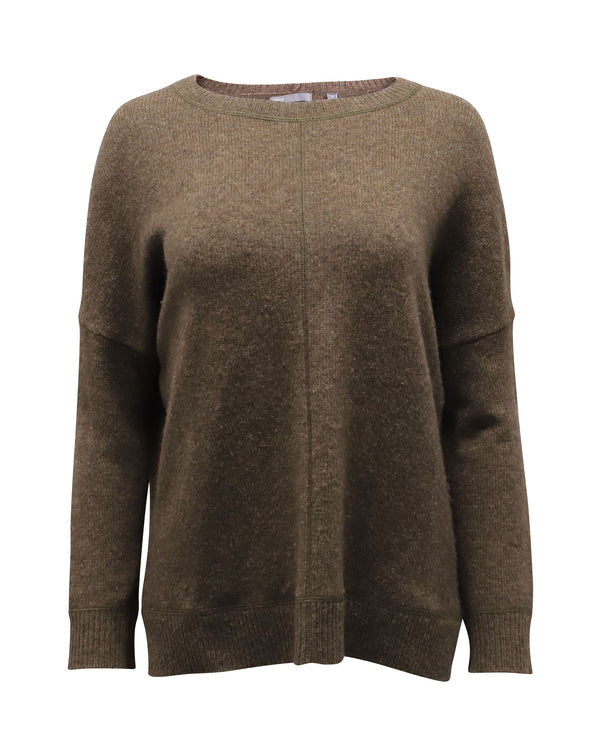 Women's Vince Ribbed Neck Sweater in Brown Wool