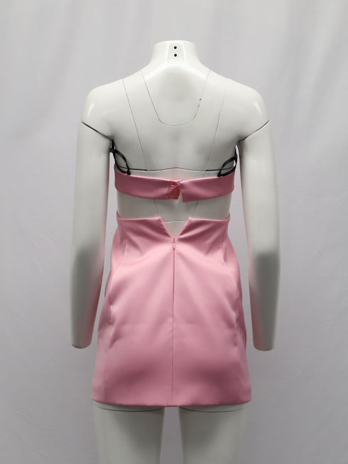 Women's Alexander Wang Cutout Mini Dress with Charms in Light Pink Polyester