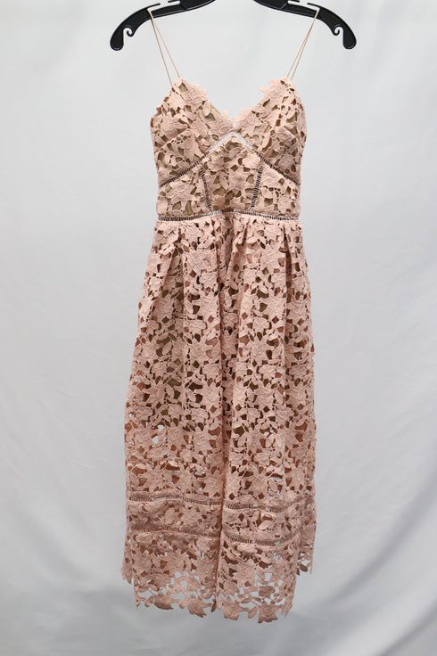 Women's Self-Portrait Azaelea Lace Dress in Pastel Pink Polyester