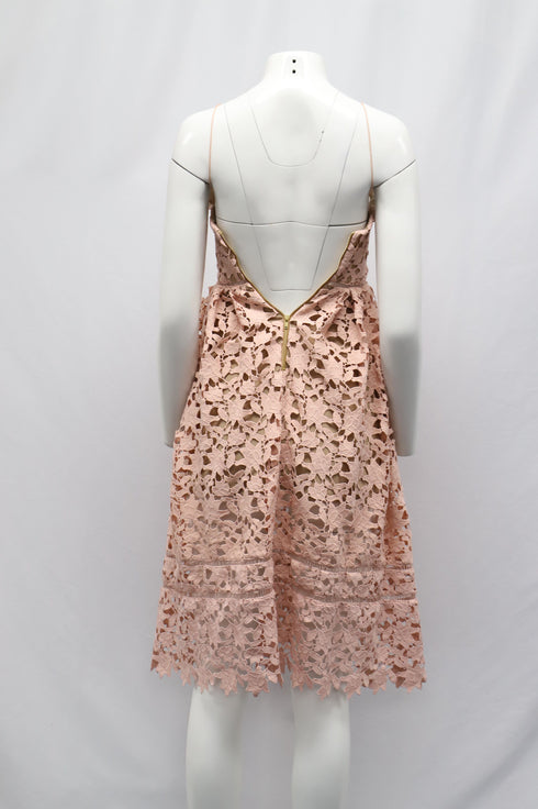 Women's Self-Portrait Azaelea Lace Dress in Pastel Pink Polyester