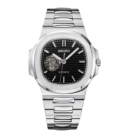 Seiko Mod Nautilus Open Heart | Black