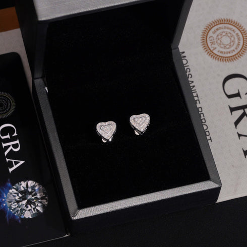 8MM Heart VVS Moissanite Stud Earrings