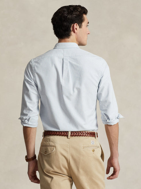 RALPH LAUREN Slim Fit Striped Oxford Shirt Blue/White
