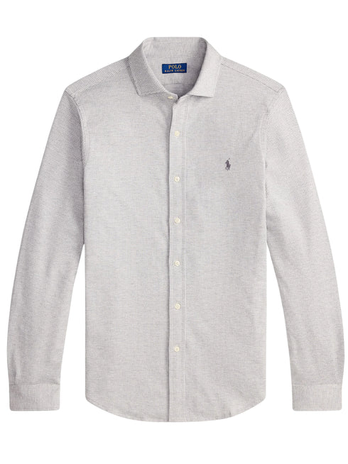 RALPH LAUREN Houndstooth Jersey Spread-Collar Shirt Natural