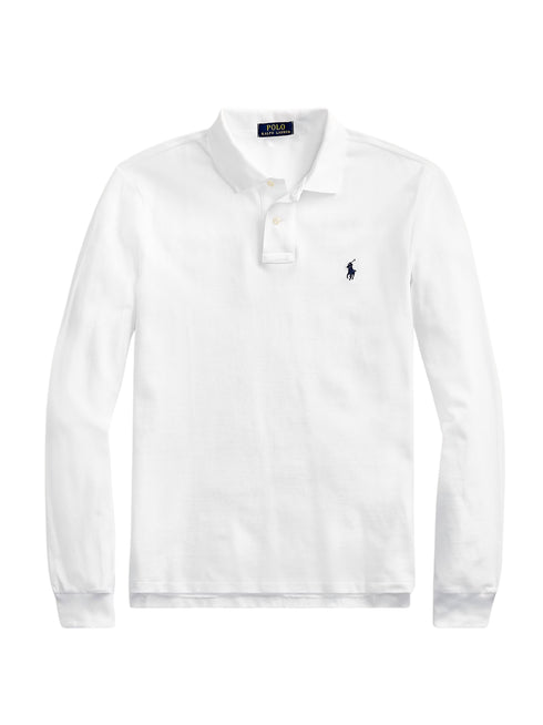 RALPH LAUREN Slim Fit Mesh Long-Sleeve Polo White