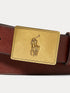 RALPH LAUREN Pony Plaque Leather Belt Brown