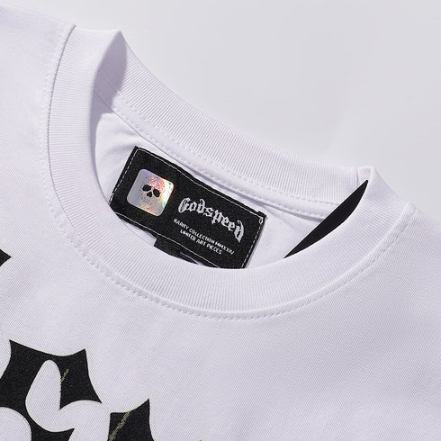 Godspeed T-shirts Skull Landscape Printing Cotton Casual Short Sleeves Men and Women