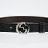 Gucci Reversible Leather Belt with Silver Buckle