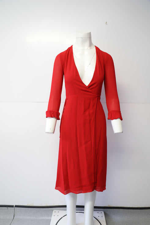Women's Reformation Wrap Dress in Red Viscose