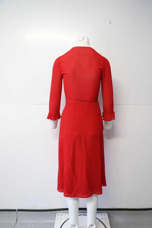Women's Reformation Wrap Dress in Red Viscose