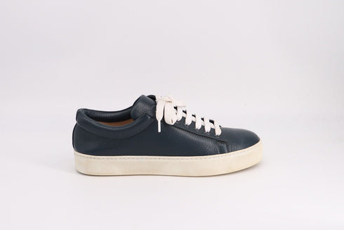 Women's Stuart Weitzman Low Top Lace-Up Sneaker in Navy Blue Leather