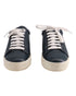 Women's Stuart Weitzman Low Top Lace-Up Sneaker in Navy Blue Leather