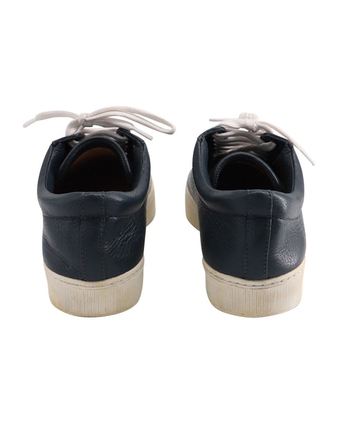 Women's Stuart Weitzman Low Top Lace-Up Sneaker in Navy Blue Leather