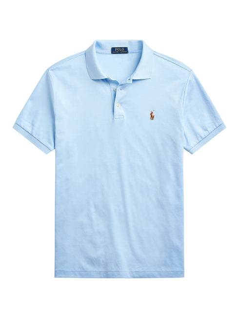 RALPH LAUREN Custom Slim Fit Soft Cotton Polo Shirt Office Blue