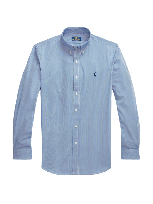 RALPH LAUREN Custom Fit Stretch Poplin Shirt Blue/White Hairline